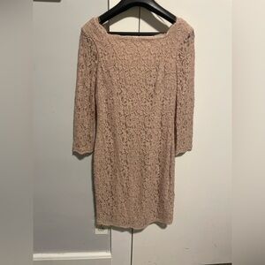 Adrianna Papell Blush Lace Long Sleeve Dress